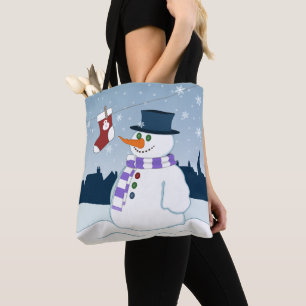 Bolso De Tela Navidad del muñeco de nieve y de la media