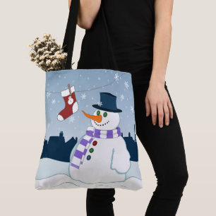 Bolso De Tela Navidad del muñeco de nieve y de la media