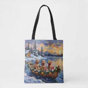 Bolso De Tela Navidad en barco con Goldendoodle