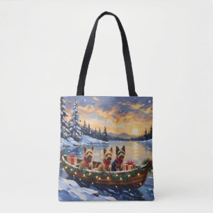 Bolso De Tela Navidad en Barco con Terrier Australiano