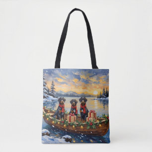 Bolso De Tela Navidad en Barco con Weimaraner