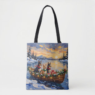Bolso De Tela Navidad en Barco de Kelpie Australiano