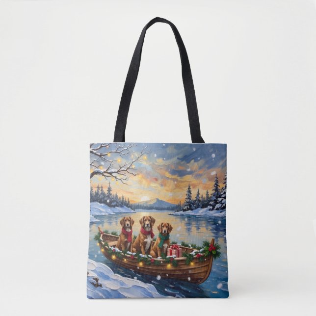 Bolso De Tela Navidad en Barco de Vizsla Fiesta (Anverso)