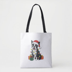 Bolso De Tela Navidad en Santa Hat Boston Terrier Dog