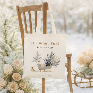 Bolso De Tela Navidad Festiva Trineo Botánico Fiesta Invernal