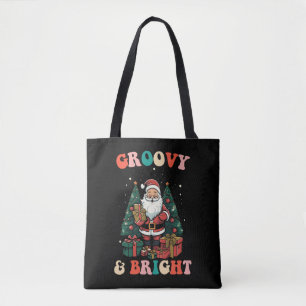 Bolso De Tela Navidad Groovy Y Brillante Fiesta Retro Santa
