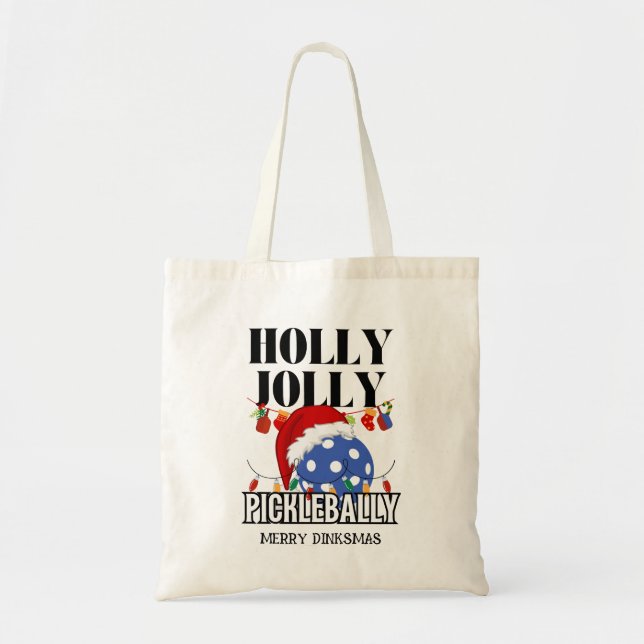 Bolso De Tela Navidad HOLLY JOLLY PICKLEBALLY (Frente)