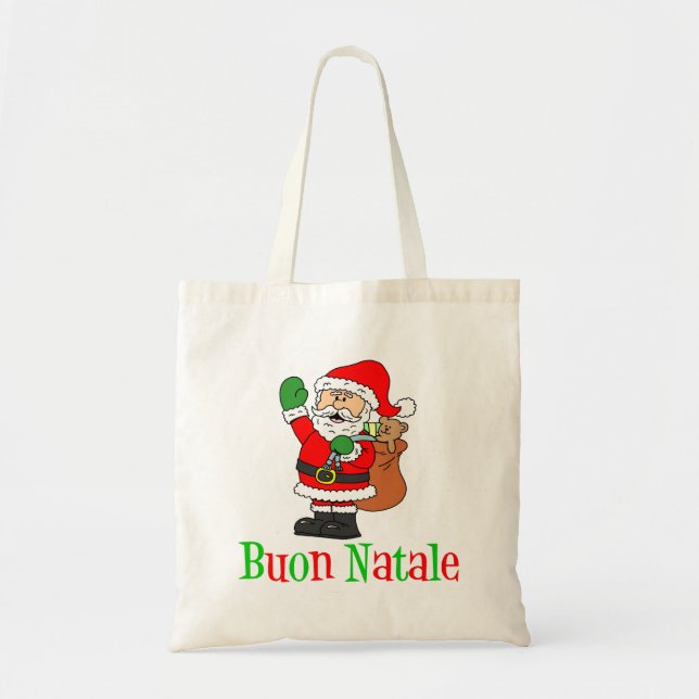 Bolso De Tela Navidad italiano Santa de Buon Natale (Frente)