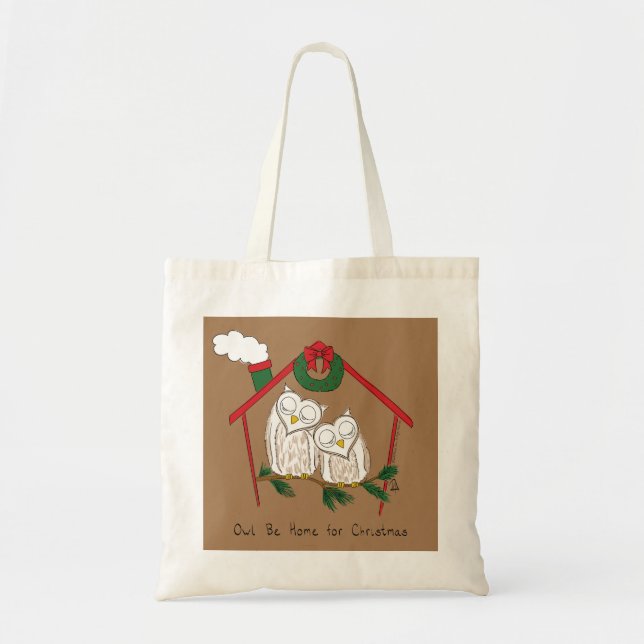 Bolso De Tela Navidad Owl Be Home Cute (Frente)