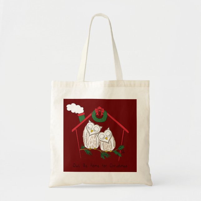 Bolso De Tela Navidad Owl Be Home Cute (Frente)