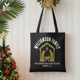 Bolso De Tela Navidad personalizada de la Sagrada Familia con br