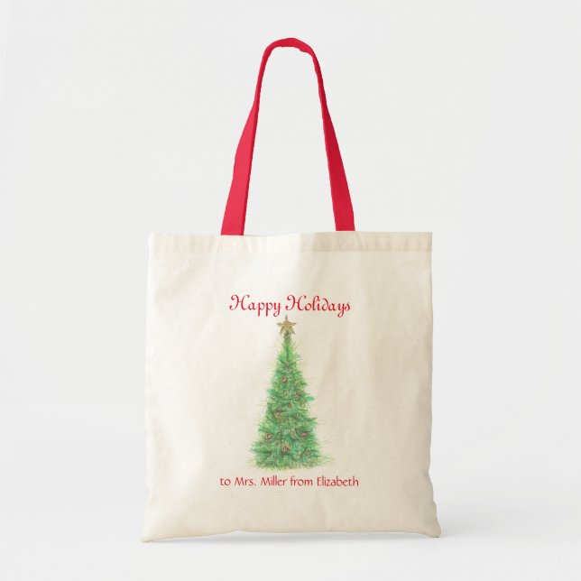 Bolso De Tela Navidad personalizado del profesor (Frente)