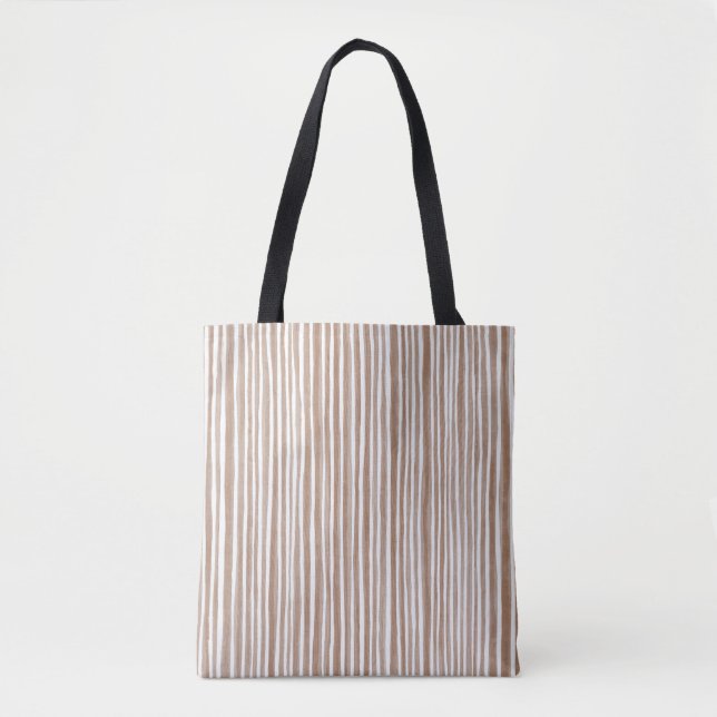 Bolso De Tela Navidad Rayas Crema Marrón (Anverso)