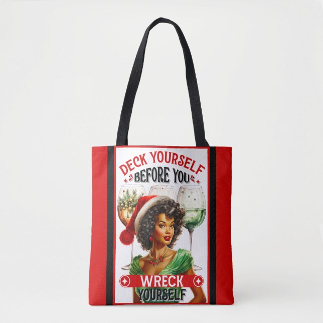 Bolso De Tela Navidad Retro Pinup Adorne Su Hogar (Anverso)