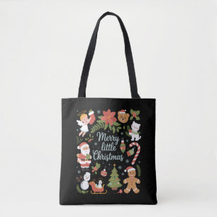 Bolso De Tela Navidad Retro Vintage Alegre Pequeña Navidad