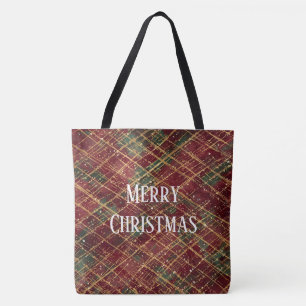 Bolso De Tela Navidad, Rojo Dorado Verde, Blanco Feliz Navidad