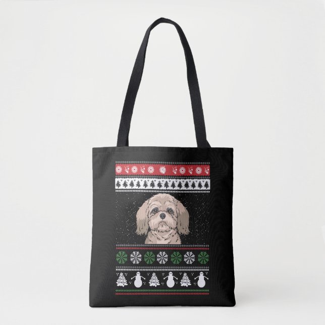 Bolso De Tela Navidad Shih Tzu (Anverso)