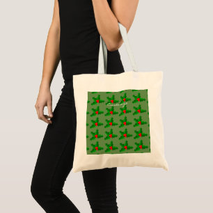 Bolso De Tela Navidad verde y acebo rojo Thunder_Cove