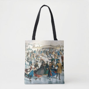 Bolso De Tela Navidad Victoriana Central Park Currier & Ives