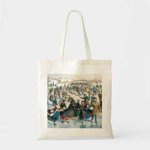 Bolso De Tela Navidad Victoriana Central Park Currier & Ives