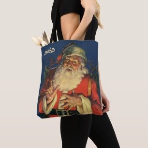 Bolso De Tela Navidad Vintage, alegre Papá Noel con juguetes