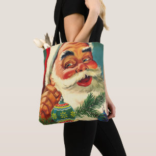 Bolso De Tela Navidad Vintage, Alegre Santa Claus Retro de los 5