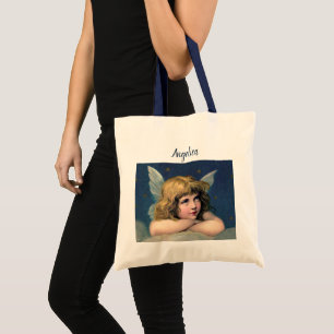 Bolso De Tela Navidad Vintage, Ángel Hermoso con Estrellas Dorad