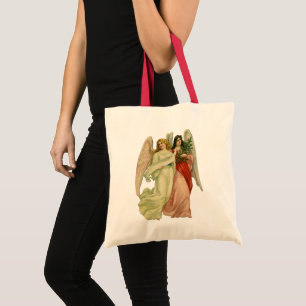 Bolso De Tela Navidad Vintage, Ángel Victoriano Antiguo Die Cut
