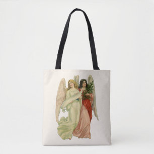 Bolso De Tela Navidad Vintage, Ángel Victoriano Antiguo Recortad