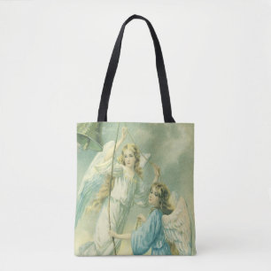 Bolso De Tela Navidad Vintage, Ángeles Victorianos con una Campa