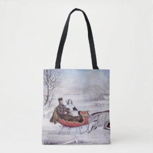 Bolso De Tela Navidad Vintage, El Camino Invierno, Caballo de Tr