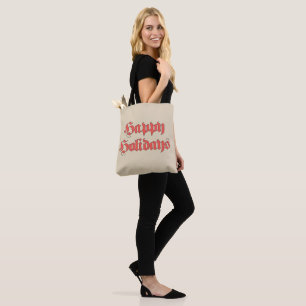 Bolso De Tela Navidad Vintage, Felices Fiestas Textos Cartas Roj