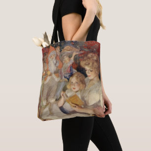 Bolso De Tela Navidad Vintage, Madre Leyendo Cuento de Dormir