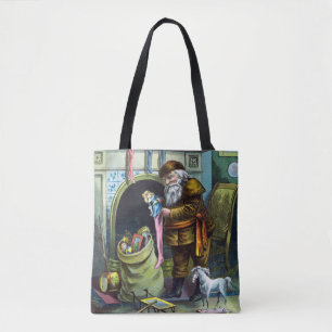Bolso De Tela Navidad Vintage, medias de Santa Claus con juguete