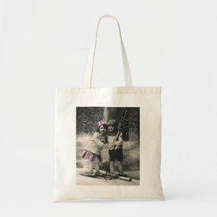 Bolso De Tela Navidad Vintage, Mejores Amigos en Esquís