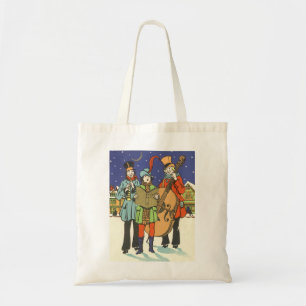 Bolso De Tela Navidad vintage, músicos con música