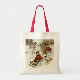 Bolso De Tela Navidad vintage, niños victorianos esparciendo per