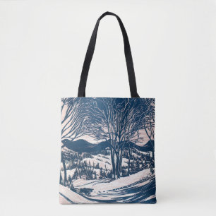 Bolso De Tela Navidad Vintage, paisaje de montaña de nieve de in