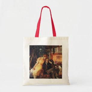 Bolso De Tela Navidad Vintage, Pareja de Amor y Romance