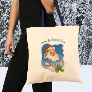 Bolso De Tela Navidad Vintage, Retro Santa Claus Alegre