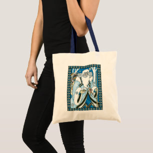 Bolso De Tela Navidad Vintage, Santa Claus azul con Bola de Niev