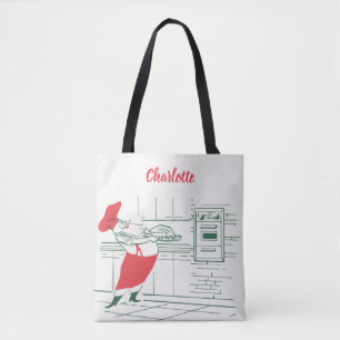 Bolso De Tela Navidad Vintage, Santa Claus Chef y Pavo