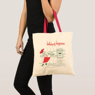 Bolso De Tela Navidad Vintage, Santa Claus Chef y Pavo