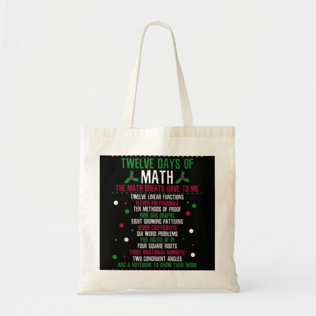Bolso De Tela Navidades 12 días de matemáticas (Frente)