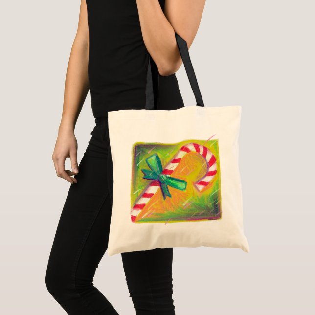 Bolso De Tela Navidades a rayas Ilustracion de arte Candy Cane (Anverso (producto))