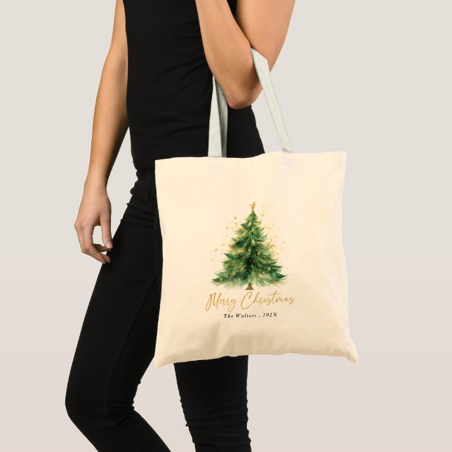 Bolso De Tela Navidades acuáticos modernos Pine Tree (Anverso (producto))