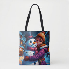 Bolso De Tela Navidades Adorables Chica Y Snowman
