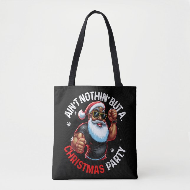 Bolso De Tela Navidades afroamericanos de Santa Claus Pajama (Anverso)