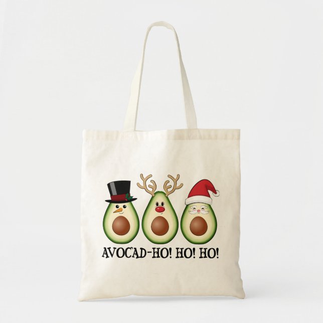Bolso De Tela Navidades Aguacate Frosty, Rudolph y Santa (Frente)