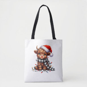 Bolso De Tela Navidades alumbran Highlan Viento de Vaca Highland